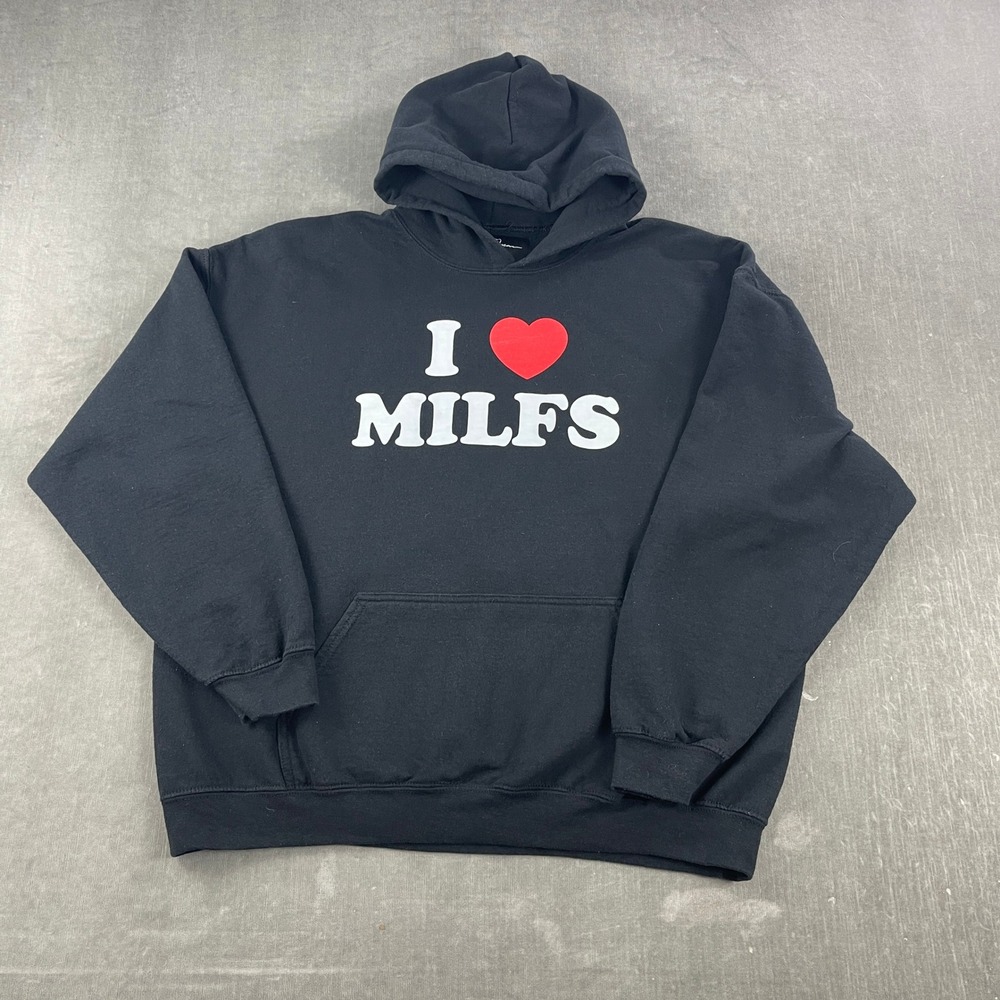 I Heart Milfs Danny Duncan Mens XL Black Hoodie Graphic Sweatshirt